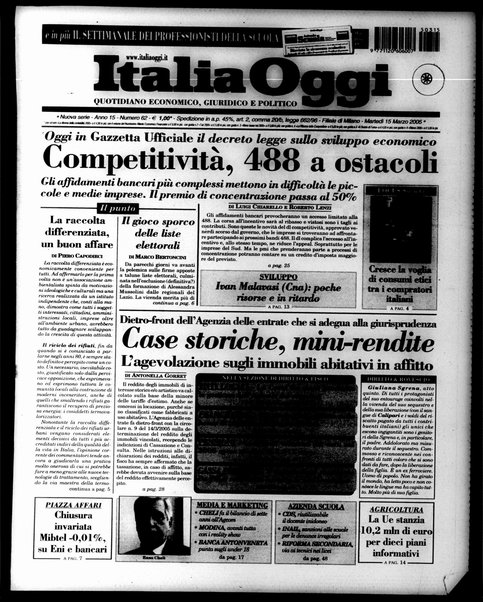 Italia oggi : quotidiano di economia finanza e politica